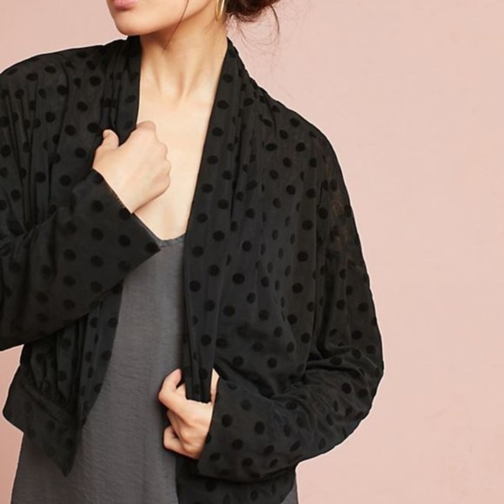 Anthropologie ett:twa Polka Dot Wrap Cardigan